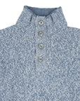 Light Blue Melange Buttoned-Neck Wool Jumper  Robert Old   