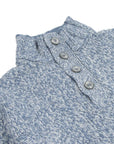 Light Blue Melange Buttoned-Neck Wool Jumper  Robert Old   