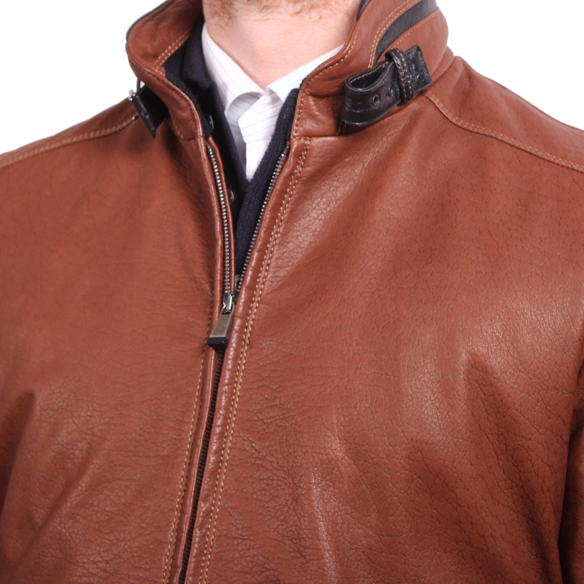 Light Brown Distressed Lambskin Leather Jacket  Robert Old   