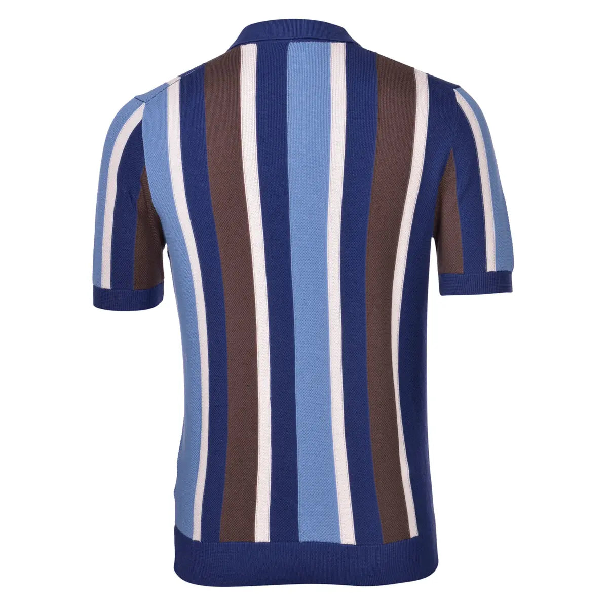 Multicolour Striped Knitted Cotton Polo Shirt  Robert Old   