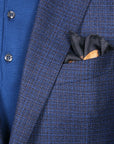 Navy-Blue & Red Micro-Effect Wool Jacket  Robert Old   