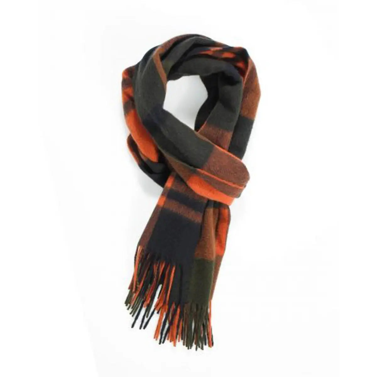 Navy, Khaki & Tiger Primary Blackwatch Wide Cashmere Scarf  Robert Old   