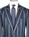 Navy & White Cloudstripe Wool Jacket  Robert Old   