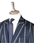 Navy & White Cloudstripe Wool Jacket  Robert Old   