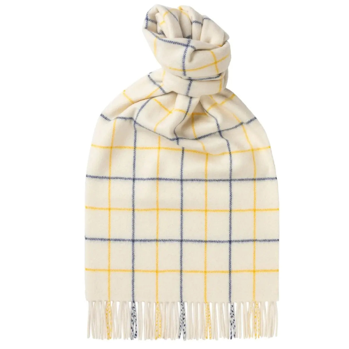 Off-White Tattersall Check Brushed Cashmere Scarf  Robert Old   