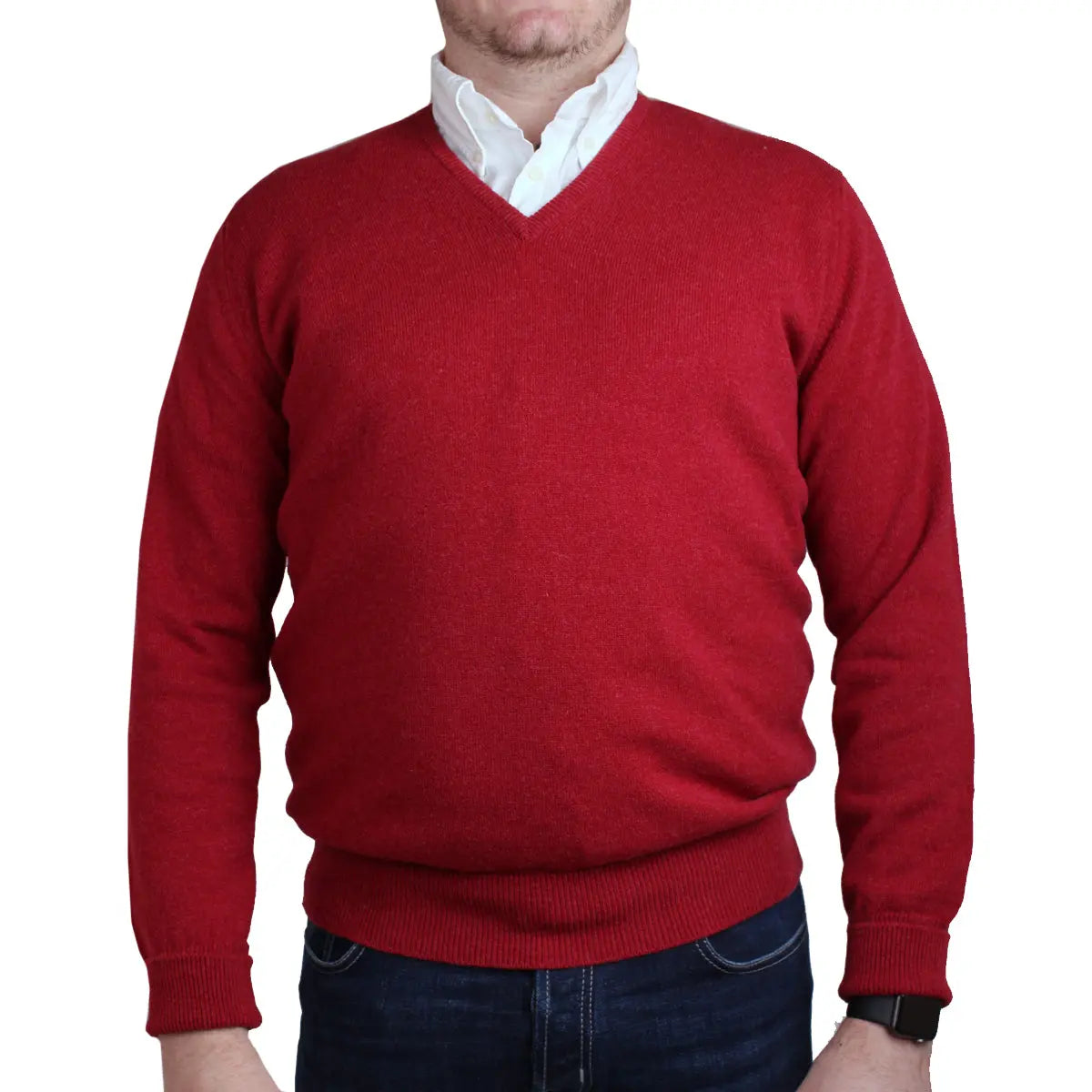The Brae 2 ply V-Neck Pure Lambswool Sweater V Neck Robert Old   