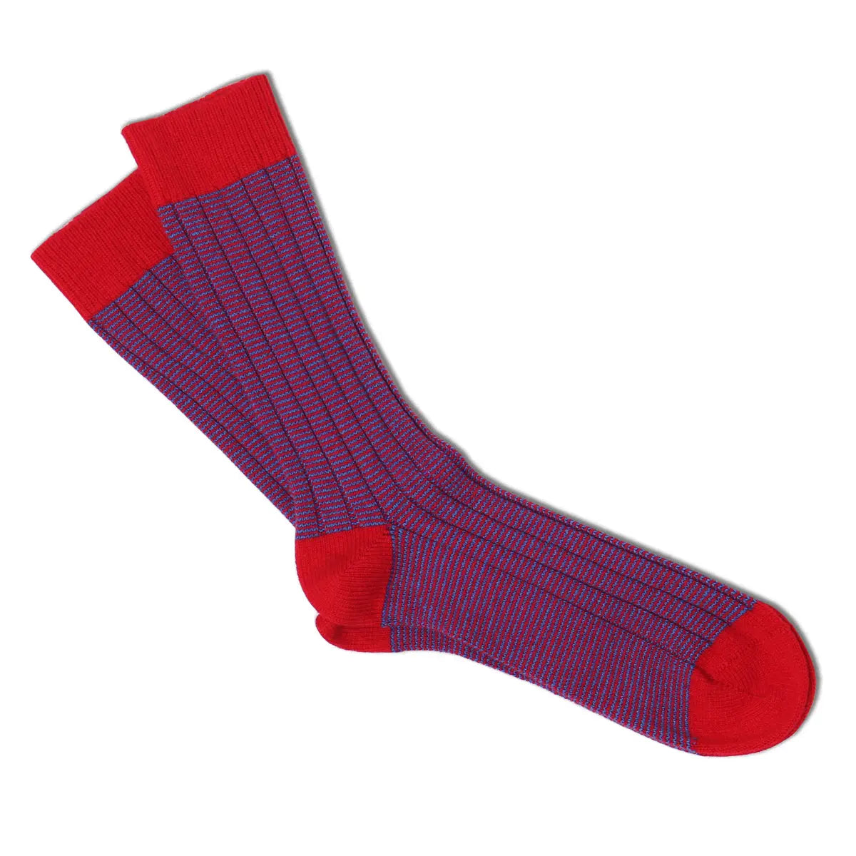 Red & Blue Herringbone Stripe Cashmere Blend Socks  Robert Old   
