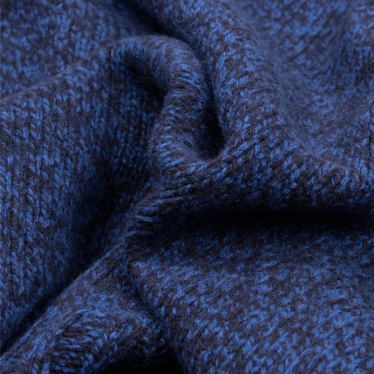 Royal Blue Melange Virgin Wool Full Zip Jumper  Robert Old   