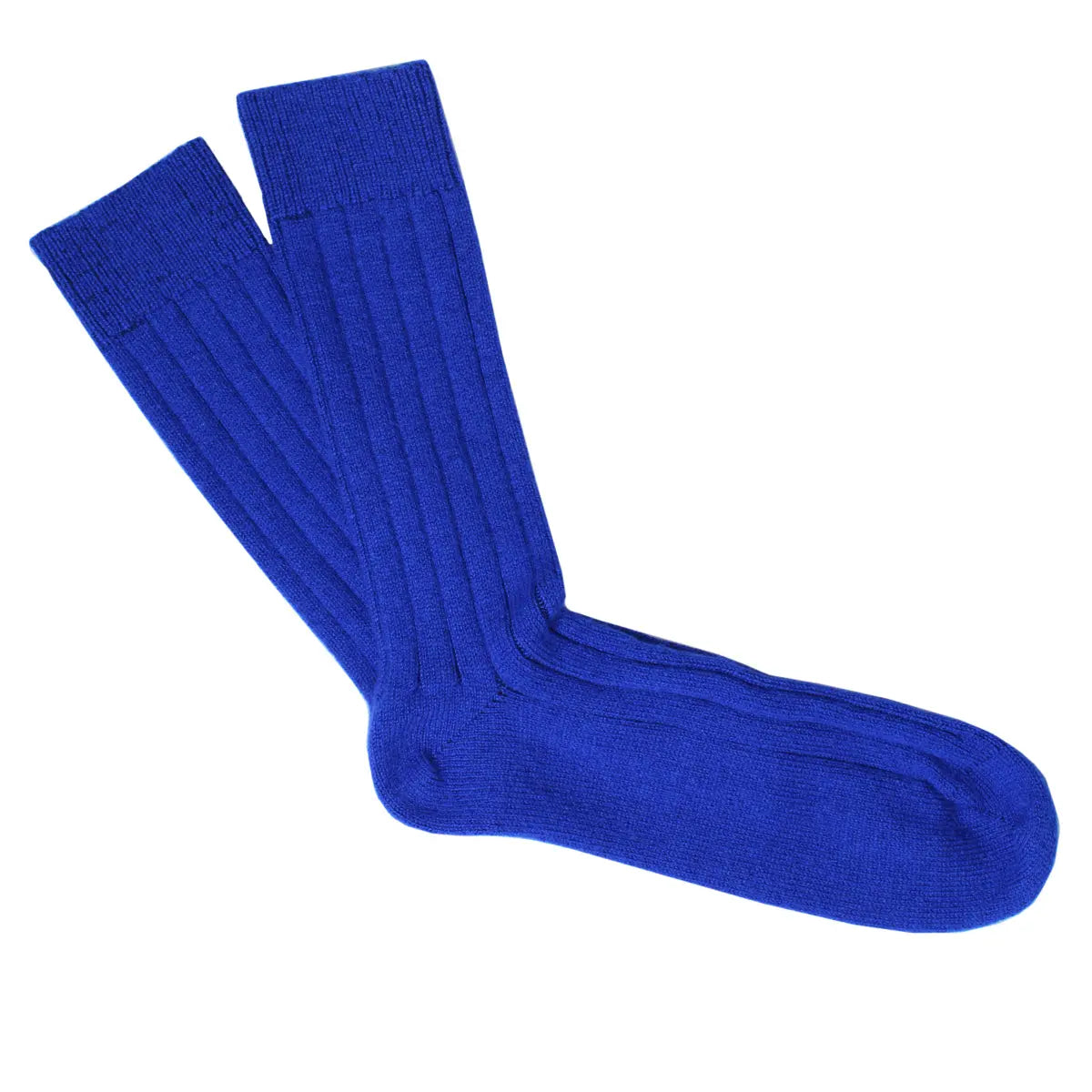 Royal Blue Cashmere Blend Ribbed Socks  Robert Old   