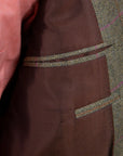Sage Herringbone & Pink Check Wool & Cashmere Jacket  Robert Old   