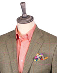 Sage Herringbone & Pink Check Wool & Cashmere Jacket  Robert Old   