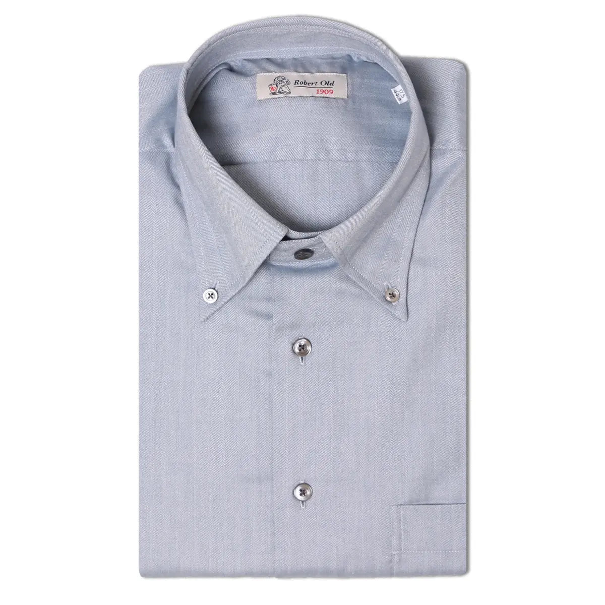 Silver Blue Long Sleeve Cotton Shirt  Robert Old   