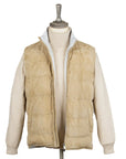 Tan Goat Suede Padded Gilet  Robert Old   