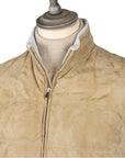 Tan Goat Suede Padded Gilet  Robert Old   