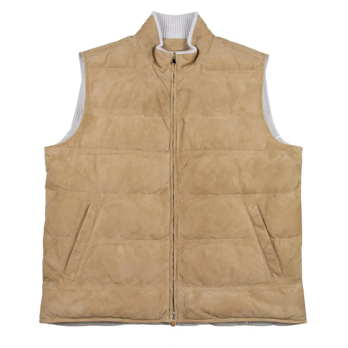 Tan Goat Suede Padded Gilet  Robert Old   