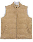 Tan Goat Suede Padded Gilet  Robert Old   