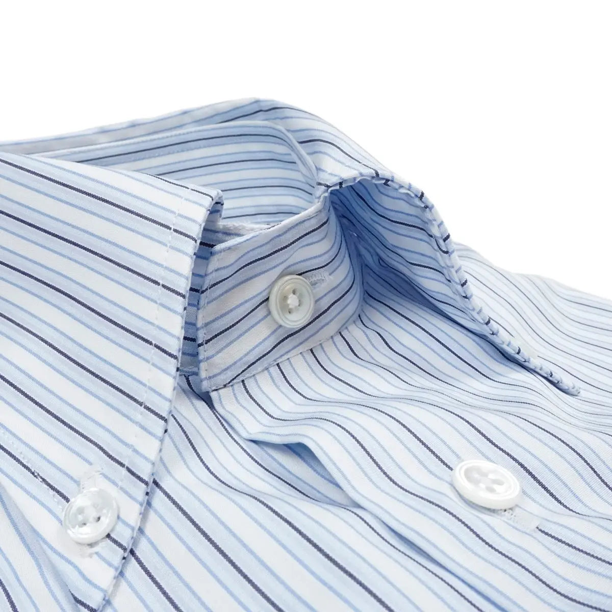 Blue & White Stripe Swiss Supraluxe Premio Long Sleeve Shirt  Robert Old   
