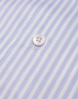 White & Blue Stripe Swiss Cotton Twill Long Sleeve Shirt  Robert Old   