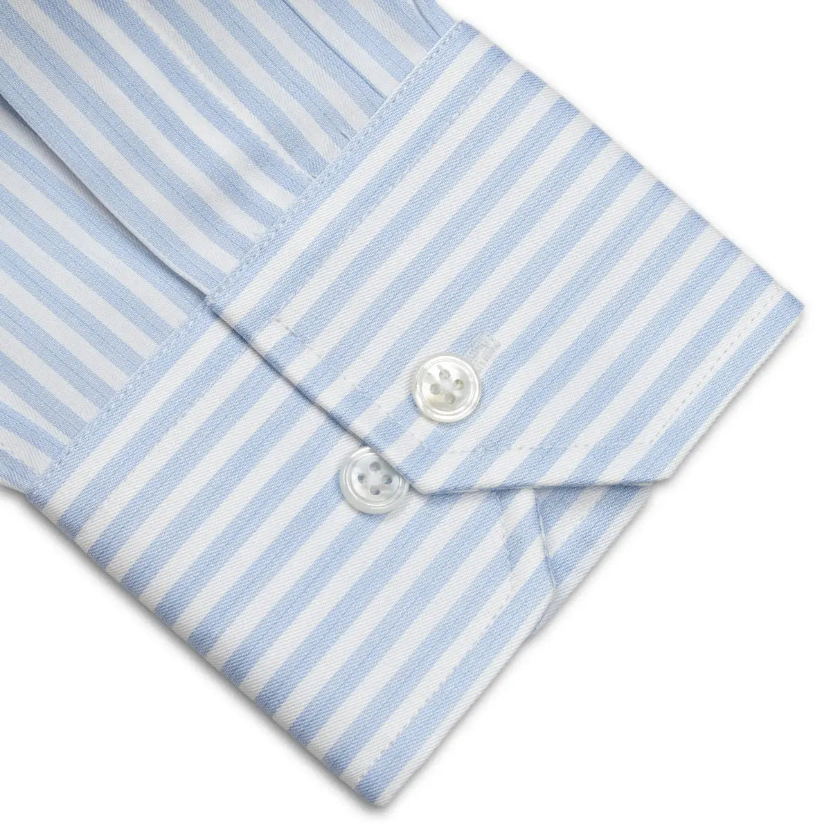White &amp; Blue Stripe Swiss Cotton Twill Long Sleeve Shirt  Robert Old   