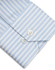 White & Blue Stripe Swiss Cotton Twill Long Sleeve Shirt  Robert Old   