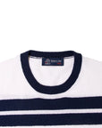 White & Navy Striped Towelling T-Shirt  Robert Old   