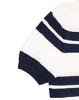 White & Navy Striped Towelling T-Shirt  Robert Old   