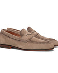 Beige Suede Slip-On Loafers  Santoni   