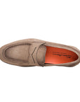 Beige Suede Slip-On Loafers  Santoni   