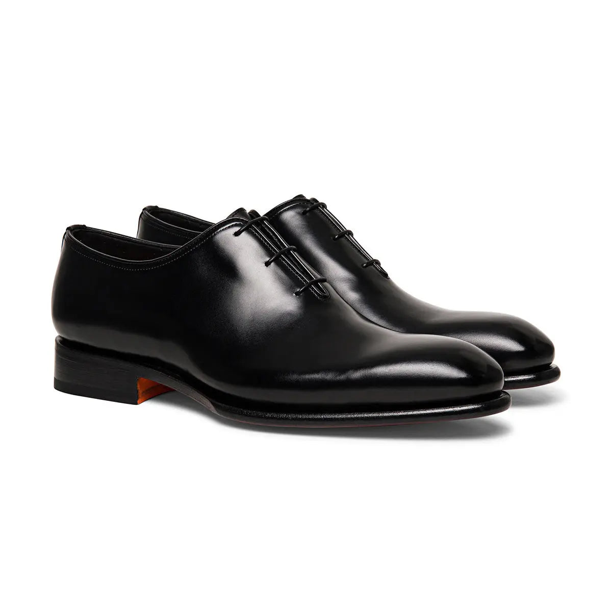 Black Polished Leather Oxford Shoe  Santoni   