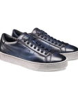 Blue Leather Low-Top Sneakers  Santoni   