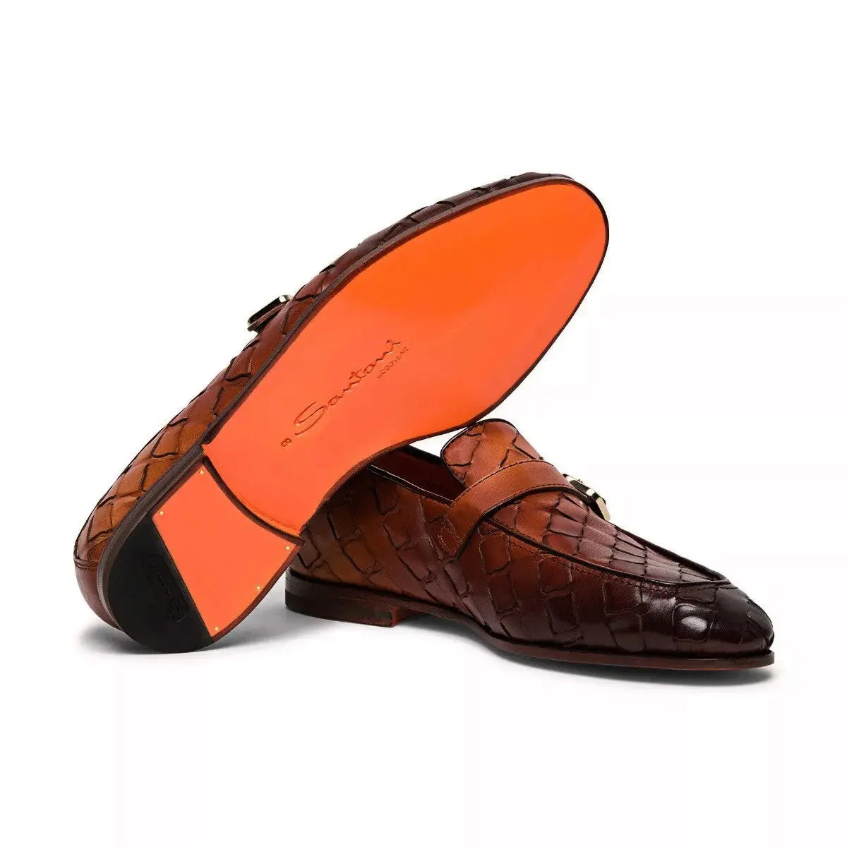 Brown Eco-Friendly Woven Leather Loafers  Santoni   