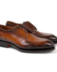 Brown Hand-Aged Leather Derby Shoes Derby Santoni   