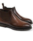 Brown Textured Leather Chelsea Boots Boot Santoni   