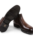 Brown Textured Leather Chelsea Boots Boot Santoni   