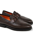 Brown Tumbled Leather Penny Loafer Loafer Santoni   