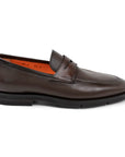 Brown Tumbled Leather Penny Loafer Loafer Santoni   