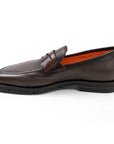 Brown Tumbled Leather Penny Loafer Loafer Santoni   