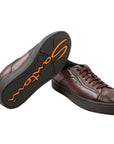 Burgundy Leather Low-Top Sneaker  Santoni   