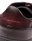 Burgundy Leather Low-Top Sneaker  Santoni   