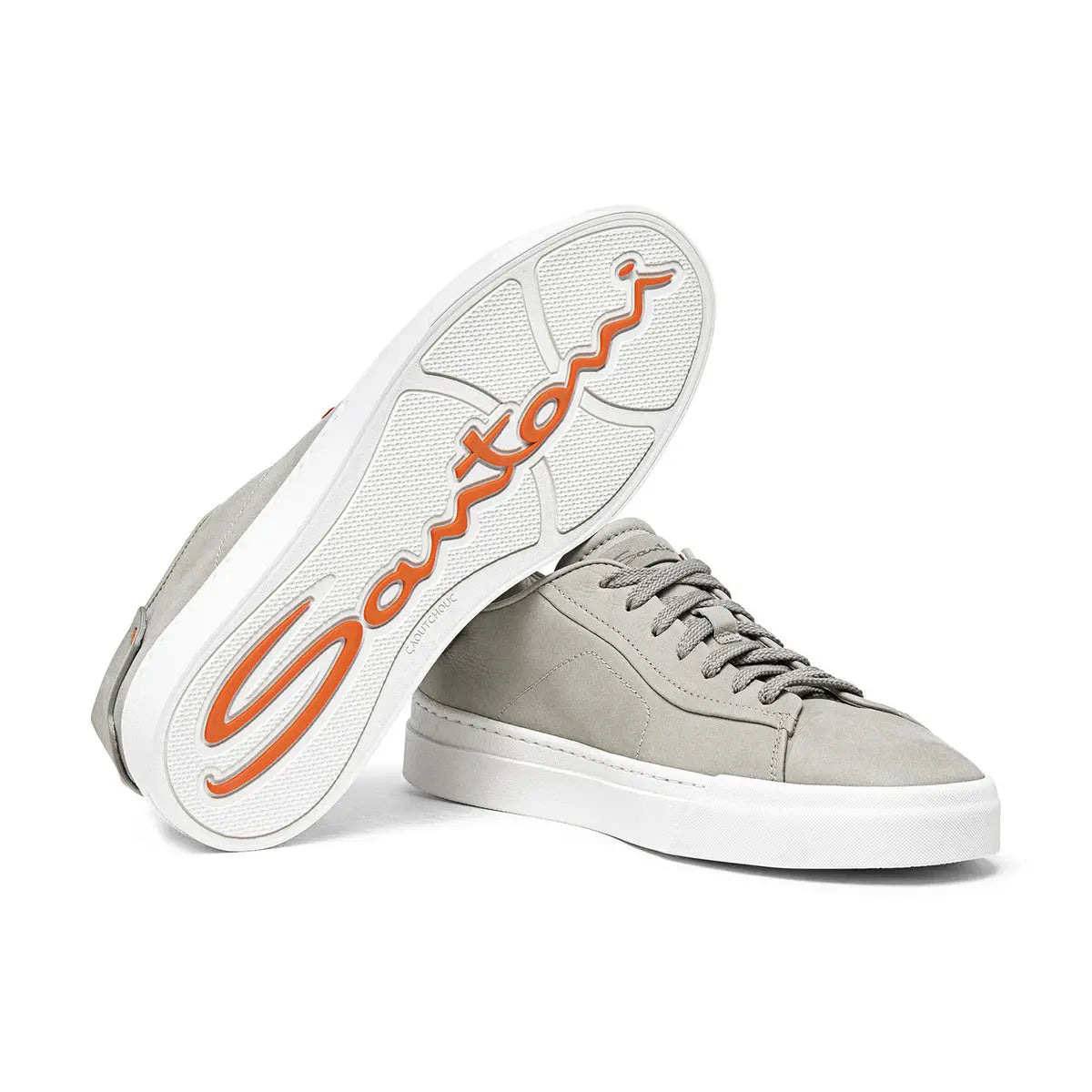 Grey Nubuck Low-Top Sneaker  Santoni   