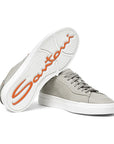 Grey Nubuck Low-Top Sneaker  Santoni   