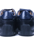 Navy-Blue Lace-Up Leather Sneaker  Santoni   