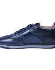 Navy-Blue Lace-Up Leather Sneaker  Santoni   