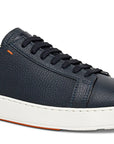 Navy Blue Leather Low-Top Sneakers  Santoni   