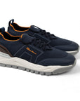 Navy Stretch Knit Double Buckle Sneaker Sneaker Santoni   