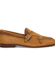 Tan Suede Double Buckle Monk Strap Loafer  Santoni   