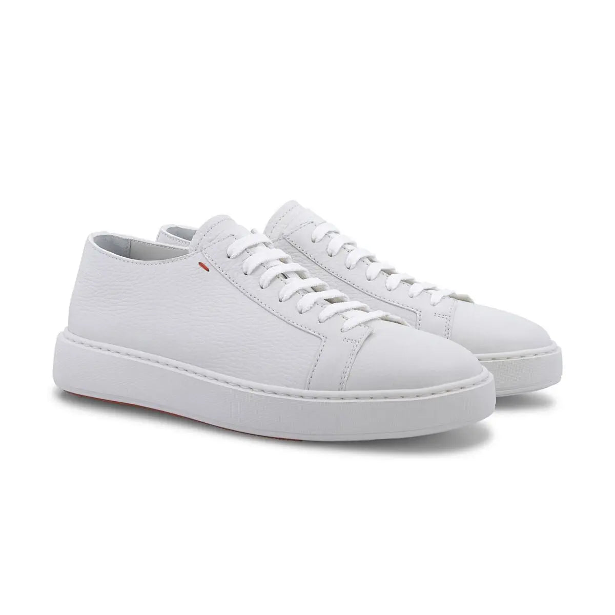 White Leather Low-Top Sneakers  Santoni   