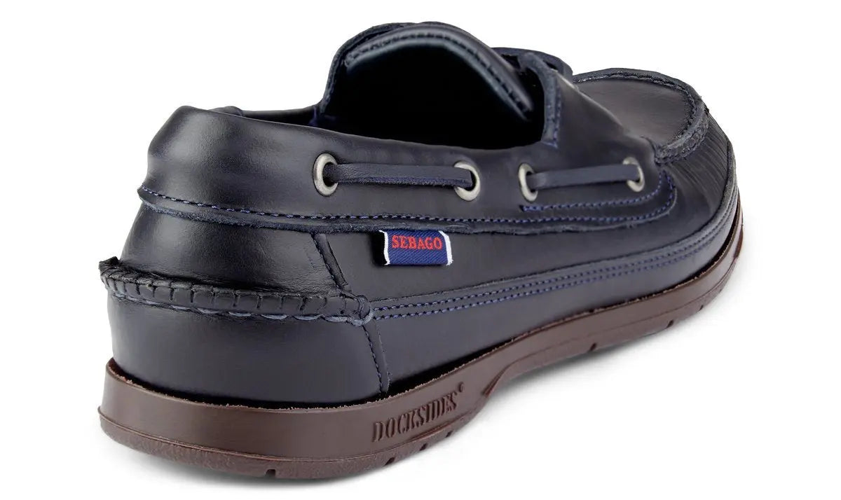Navy Schooner Waxed Leather Boat Shoes  Sebago   
