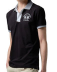 Black slim-fit stretch piqué polo shirt S/S POLOS La Martina