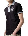 Black slim-fit stretch piqué polo shirt S/S POLOS La Martina